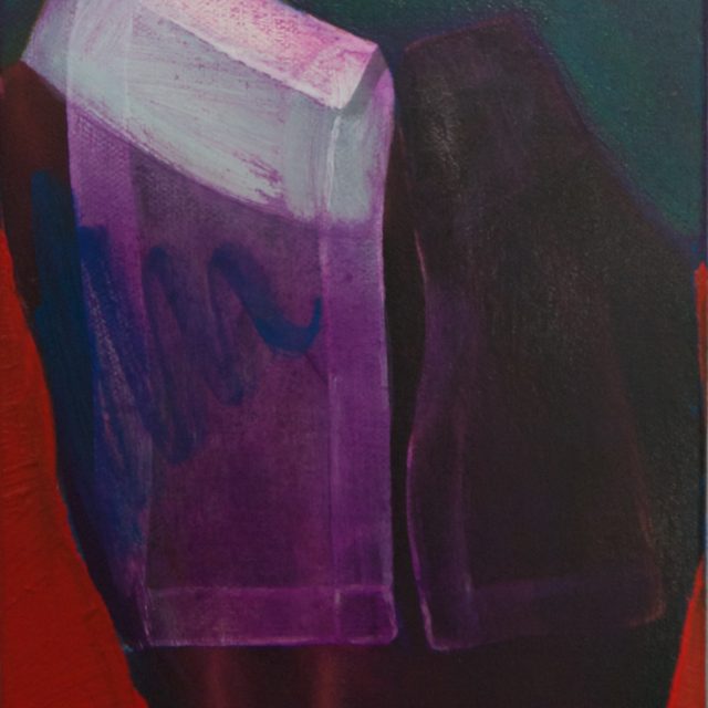 an abstract painting showing shapes resembling a shirt collar