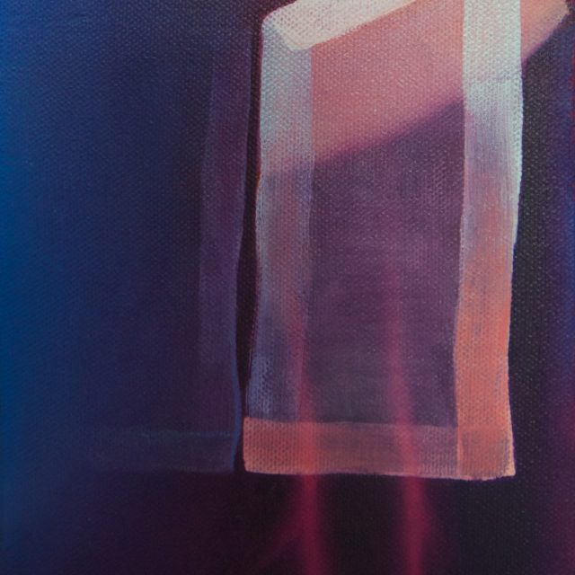 an abstract painting, with shapes resembling a shirt collar.