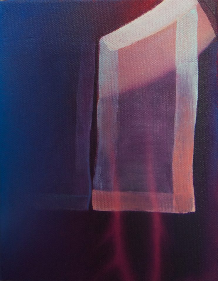 an abstract painting, with shapes resembling a shirt collar.