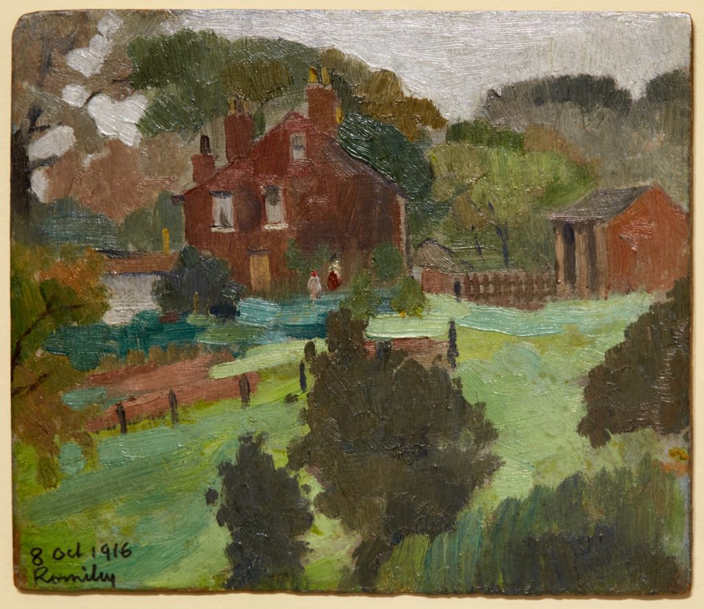 an oil painting of a rural scene