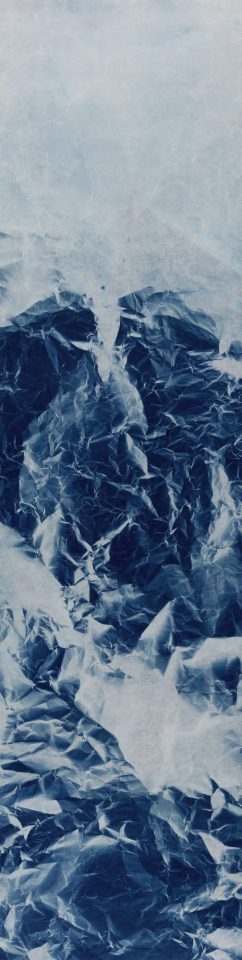 The picture depicts a traditional Chinese landscape in navy blue.