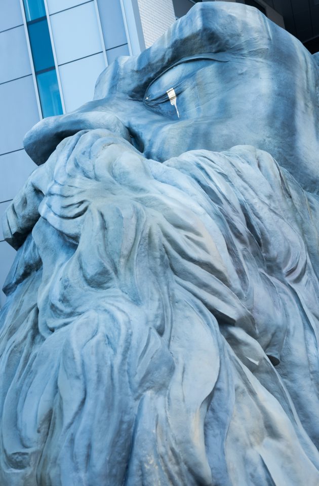 Sculpture of the head of a bearded man.