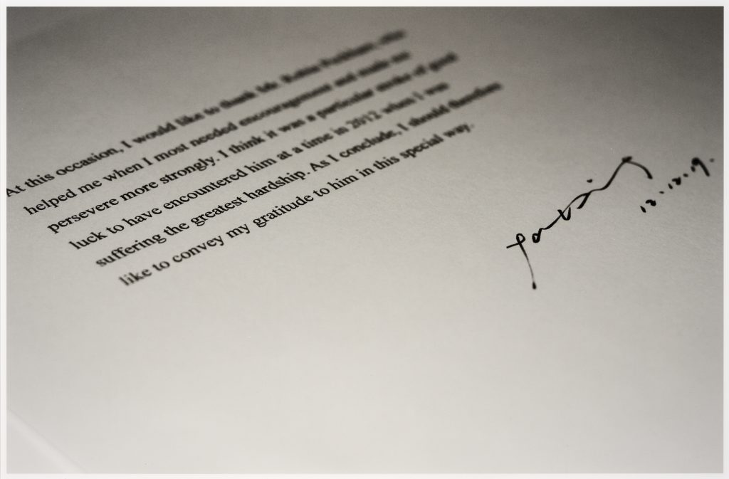 This is a photo of a letter with a few lines written.