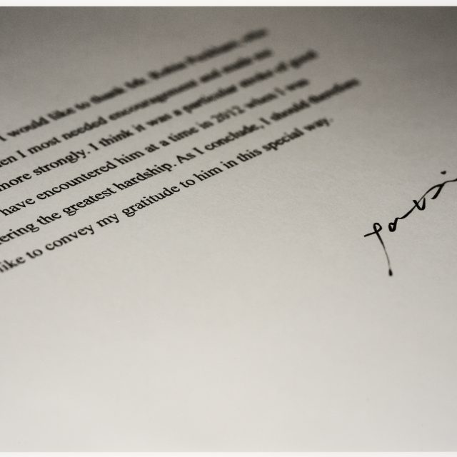 This is a photo of a letter with a few lines written.