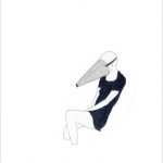 A man sits on the ground with a mask.