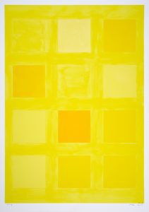 An abstract bring of squares of various shades of yellow