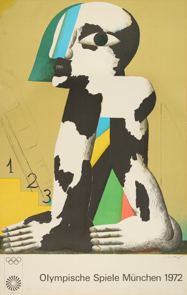 large olympic poster 'olympische spiele munchen 1972' olympics, semi-abstract figure, sport