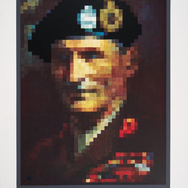 pixellated portrait of male soldier