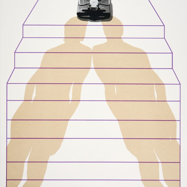 two figure silhouettes, stairs