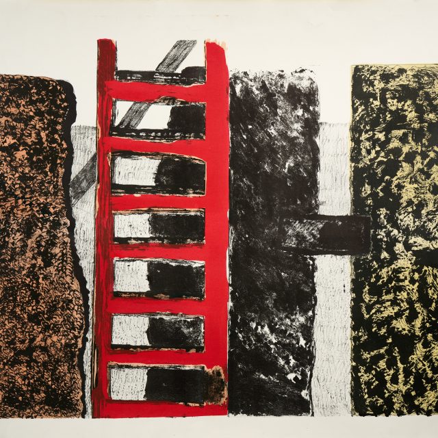 red ladder, dark background