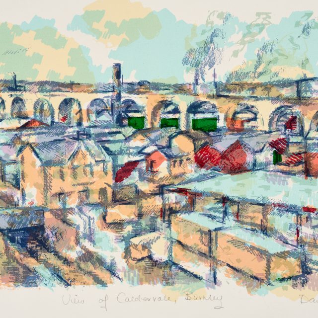 town, bridge, pastel, blue