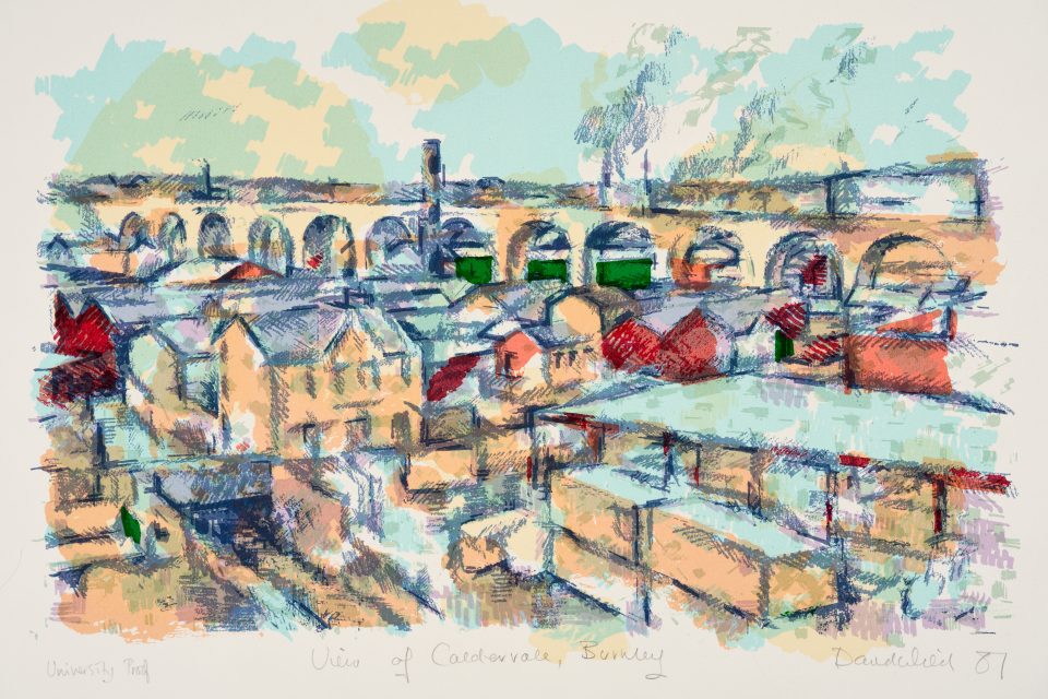 town, bridge, pastel, blue