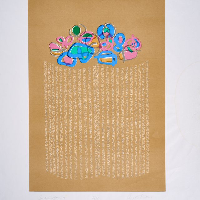 abstract shapes on gold brown background