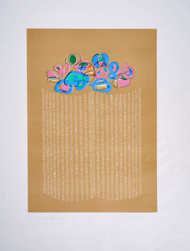 abstract shapes on gold brown background