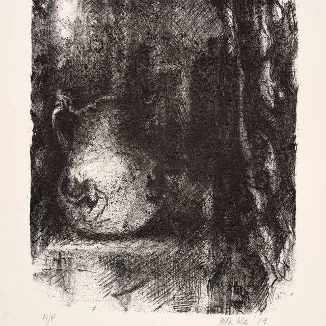 Dark black print, jug, shadow