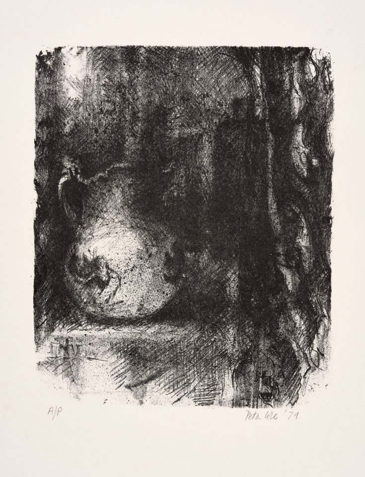 Dark black print, jug, shadow