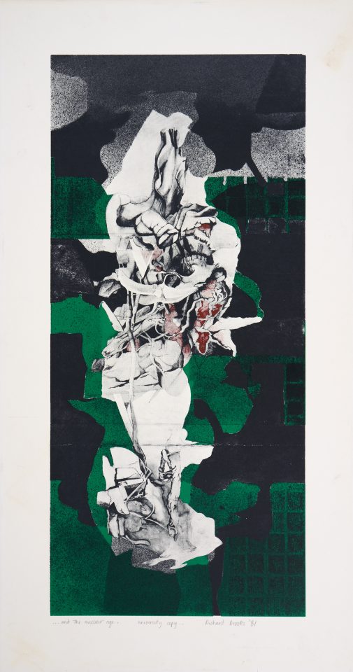 long abstract print, green white and black