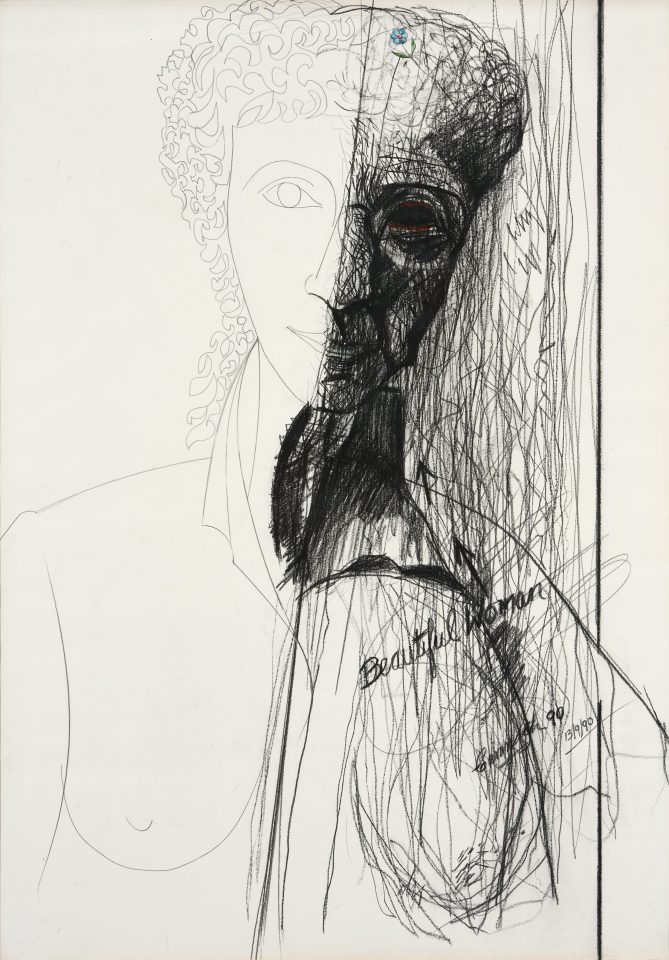 woman, portrait, pencil, face