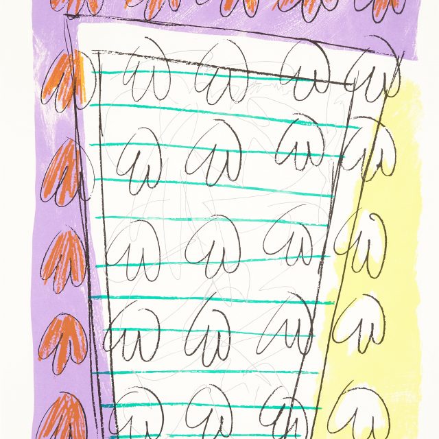 abstract, with repeated drawn pattern