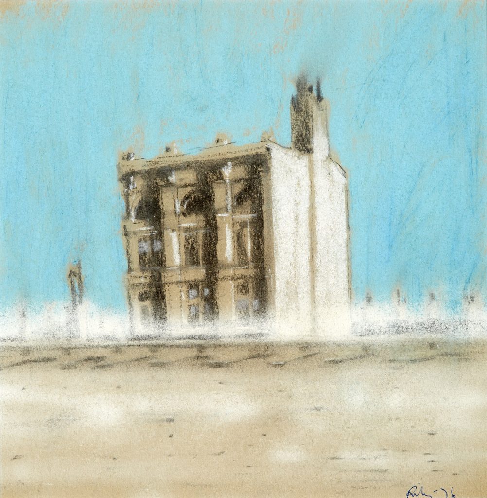 chalk pastel drawing of building