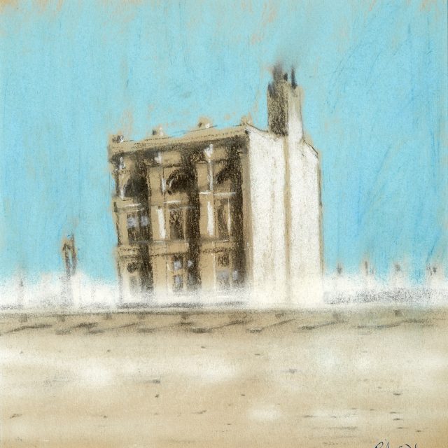 chalk pastel drawing of building