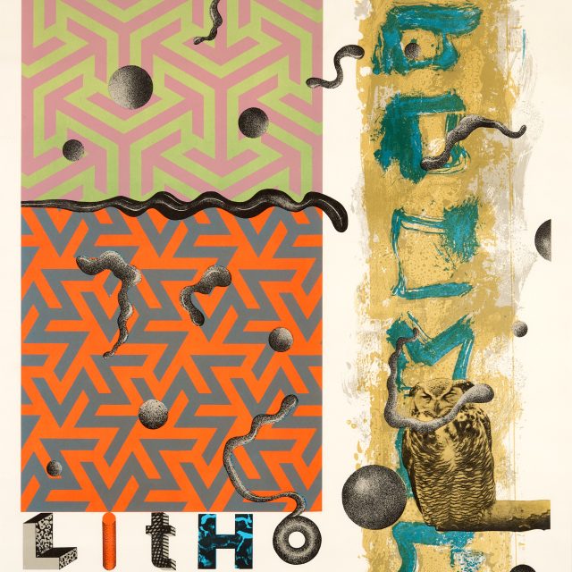 litho print poster demonstrating print technique, patterns,