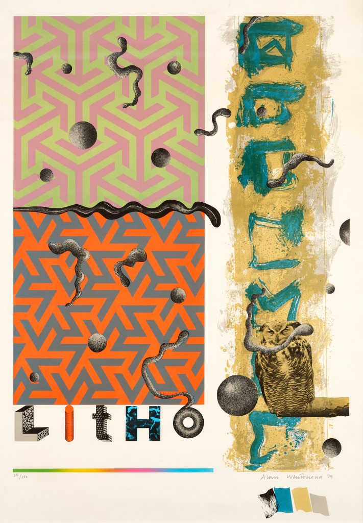 litho print poster demonstrating print technique, patterns,