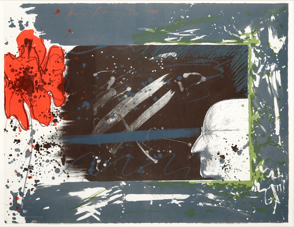 (face and flower) semi abstract print, face and flower